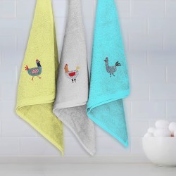 Paños de Cocina Gallinas Algodón 50x50 Pack 3
