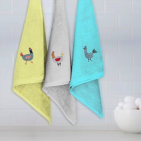 Paños de Cocina Gallinas Algodón 50x50 Pack 3