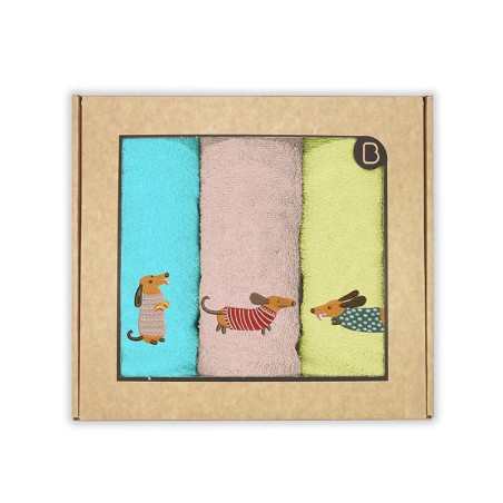 Paños de Cocina Perritos Algodón 50x50 Pack 3