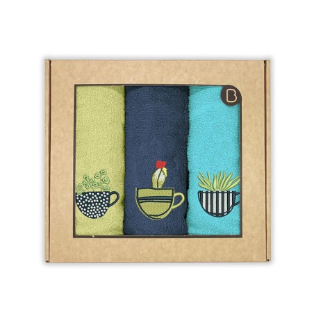 Paños de Cocina Plantas Algodón 50x50 Pack 3