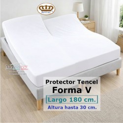 Protector Colchón Tencel Pantalón Cama Articulada Gemelar Forma V Largo 180 y altura 30 cm Impermeable Transpirable Royal