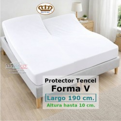 Protector Colchón Tencel Pantalón Cama Articulada Gemelar Forma V Largo 190 y altura 10 cm Impermeable Transpirable Royal