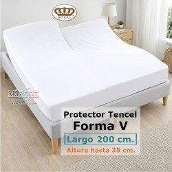 Protector Colchón Tencel Pantalón Forma V Cama Articulada Gemelar Largo 200 y altura 35 cm Impermeable Transpirable Royal