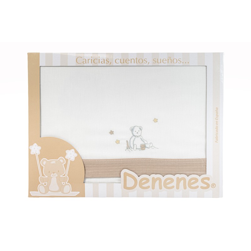 Juego de Sábanas Bebé Oso Playa Camel 100% Algodón Denenes