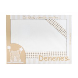 Juego de Sábanas Bebé Vichy Beige 100% Algodón Denenes