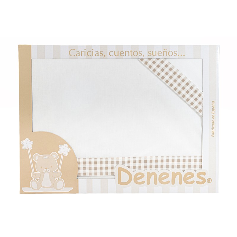 Juego de Sábanas Bebé Vichy Beige 100% Algodón Denenes