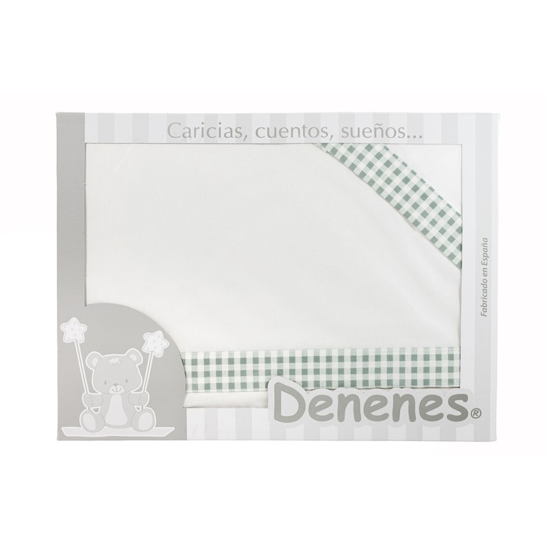 Juego de Sábanas Bebé Vichy Verde 100% Algodón Denenes