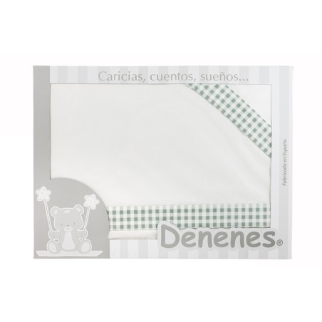 Juego de Sábanas Bebé Vichy Verde 100% Algodón Denenes