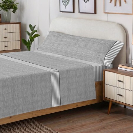 Juego de Sábanas 100% Algodón Jimena Gris  Serena Cotton Luxe