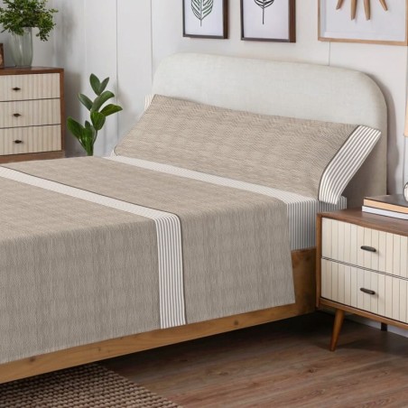 Juego de Sábanas Jimena 100% Algodón Serena Cotton Luxe Piedra