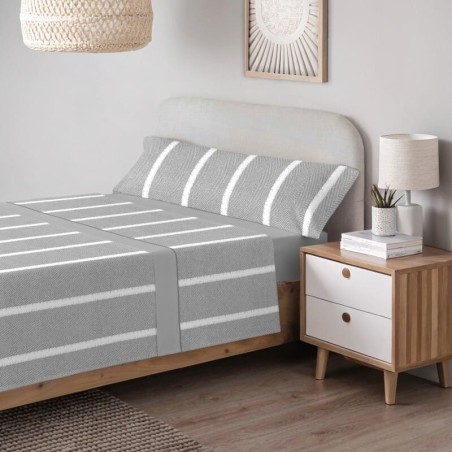 Juego sábanas cama Hermes Gris Microlina transpirable suave