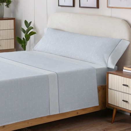 Juego sábanas cama Narciso Azul bajera encimera y funda de almohada