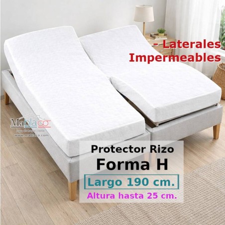 Protector Colchón Cama Articulada Forma H Rizo Largo 190 Altura 25 LATERALES IMPERMEABLES Royal