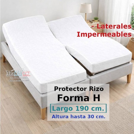 Protector Colchón Cama Articulada Forma H Rizo Largo 190 Altura 30 LATERALES IMPERMEABLES Royal
