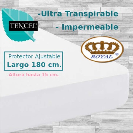  Protector Colchón Forma H Cama Articulada Tencel Impermeable transpirable Largo 180 cm Alto hasta 15 cm