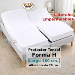 Protector Colchón Cama Articulada Forma H Tencel Largo 180 Altura 20 LATERALES IMPERMEABLES Royal