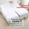 Protector Colchón Cama Articulada Forma H Tencel Largo 180 Altura 20 LATERALES IMPERMEABLES Royal