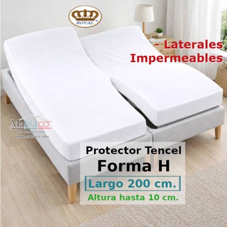 Protector Colchón Cama Articulada Forma H Tencel Largo 200 Altura 10 LATERALES IMPERMEABLES Royal