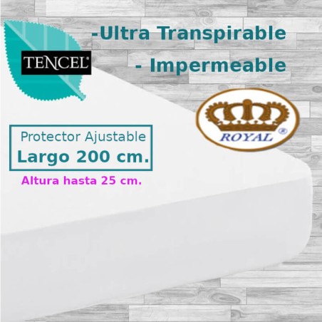  Protector Colchón Forma H Cama Articulada Tencel Impermeable transpirable Largo 200 cm Alto hasta 25 cm