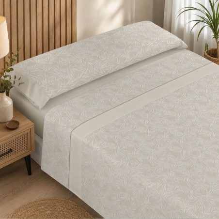 Juego de sábanas de franela de algodón Bambú beige de Abece