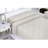 Juego de sábanas de coralina Bouquet beige de Abece con ramitas de flores en blanco