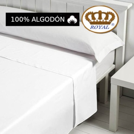 Sábana Encimera Blanca 100% Algodón 144 hilos Largo 270 cm Fabricada a Medida Royal