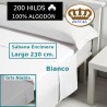 Sábana Encimera 100% Algodón 200 hilos Largo Especial 230 cm. ideal para colchones 160 cm de largo Royal