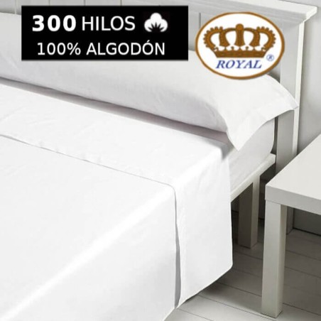 Sábana Encimera Blanca 100% Algodón Satén 300 hilos Largo Especial 310 cm. ideal para colchones 240 cm de largo Royal