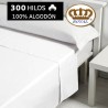 Sábana Encimera Blanca 100% Algodón Satén 300 hilos Largo Especial 310 cm. ideal para colchones 240 cm de largo Royal