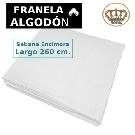 Sábana encimera de franela de algodón largo especial 260 cm Royal