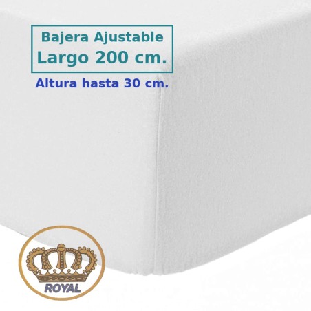 Sábana bajera ajustable de franela de algodón largo 200 cm y altura 30 cm Royal