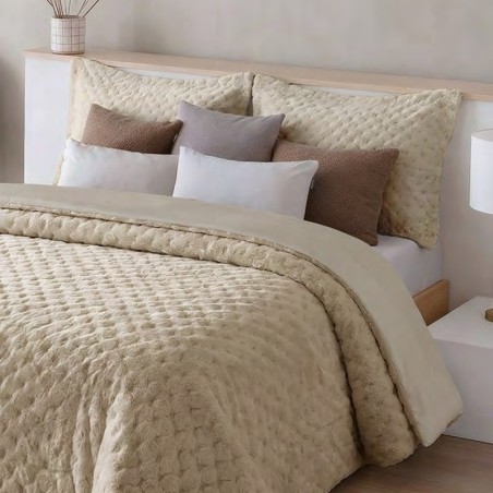 Edredón Comforter Terciopelo Rabbit Cleo Beig Fundeco