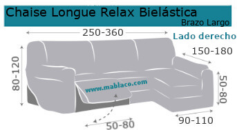 Funda Sofá Chaise Longue Relax bielástica Roc Eysa brazo largo Por 124€