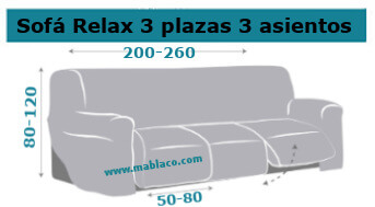 Sofá Relaz 3 plazas 3 asientos bielástica Roc