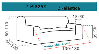 Medida Funda Sofá 2 plazas Bali