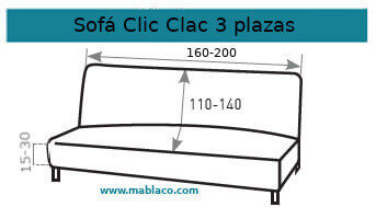 Funda Sofá Clic Clac 3 plazas Multi elástica Bali