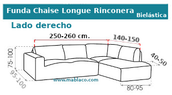 Medidas Funda Sofá Rinconera Chaise Longune Lado Derecho