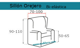 Medida Sillón Orejero bielástica Milán