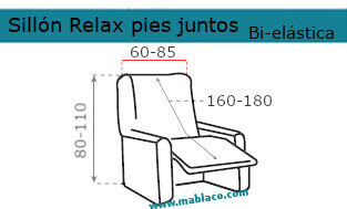 Medida Funda Sillón Relax Pies Juntos Bielástica Milán