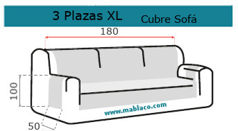 Medida Cubre Sofá 3 plazas XL