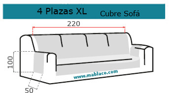 Medida Cubre Sofá 4 plazas XL