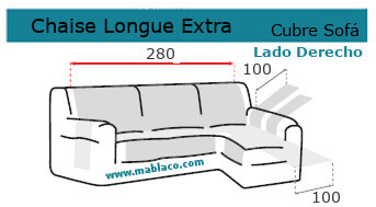 Medida Cubre Sofá Chaise Longue Extra