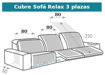 Sofá relax 3 plazas 2 asientos bielástica