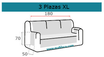 Medida Cubre Sofá 3 plazas XL