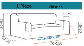 Medida Funda Sofá 1 plaza Teide elástica