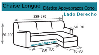 Medida Chaise Longue elástica apoyabrazos corto