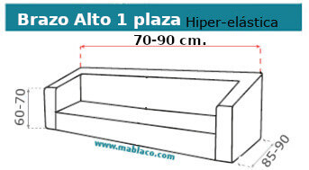 Funda Sofá Brazo Alto 1 plazas Bali hiper-Elástica