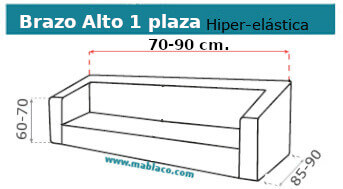 Funda Sofá Brazo Alto 1 plazas Milos hiper-Elástica