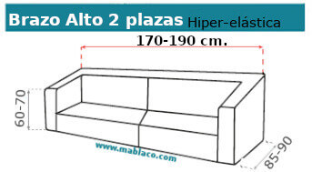 Funda Sofá Brazo Alto 2 plazas Bali hiper-Elástica