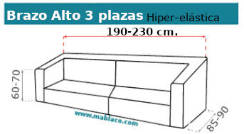 Funda Sofá Brazo Alto 3 plazas Milos hiper-Elástica